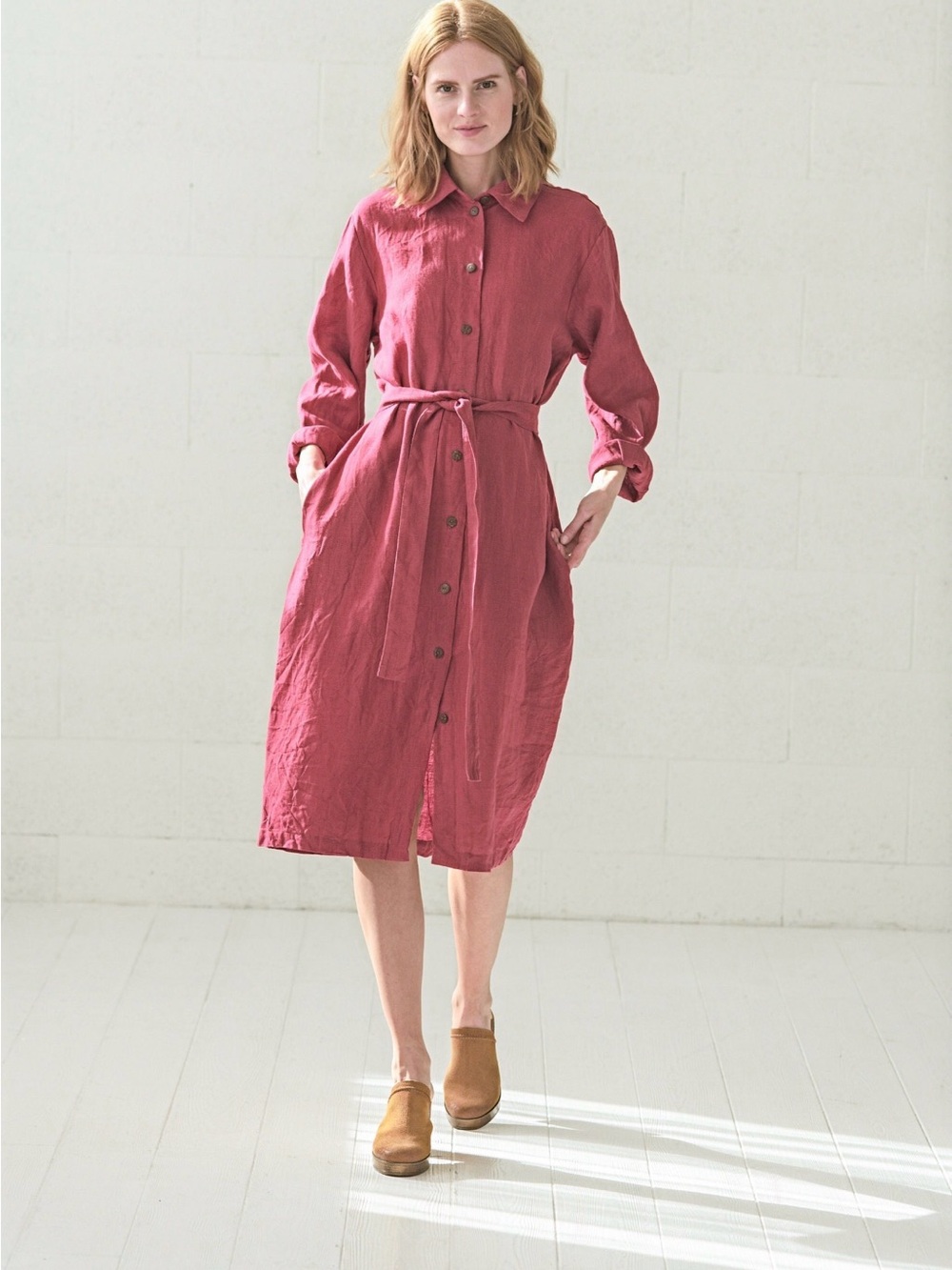 Linen Frosted Cranberry Dress